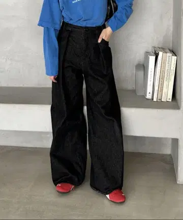 JEANASIS 턱 와이드 데님 팬츠