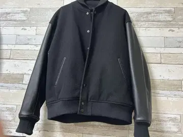 바시티 자켓 블랙 울/가죽 점퍼