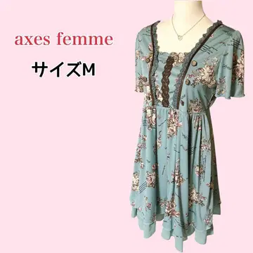 axes femme 꽃무늬 원피스 레이스 자수 등 개더 그린 계열
