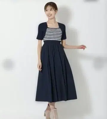앙데팡당 원피스 도킹 네이비