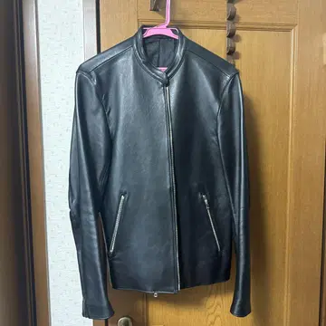 블랙 가죽 싱글 라이더 자켓