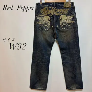 레드페퍼 RED PEPPER 스컬 패턴 자수 데님 W32 스트레이트