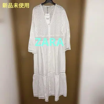 [ 미사용 새상품 ] ZARA 자수 화이트 롱 원피스 XS