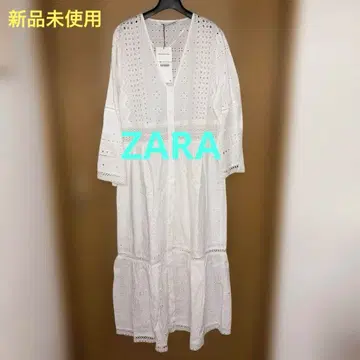 [ 미사용 새상품 ] ZARA 자수 화이트 롱 원피스 XS