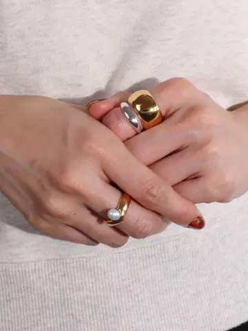 HERNAN HERDEZ 이중 반지 실버 골드