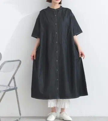 미착용 루피리안 롱 원피스 밴드 카라 블랙
