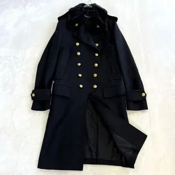 GalaabenD 나폴레옹 코트 퍼 골드 버튼 블랙 M 블랙