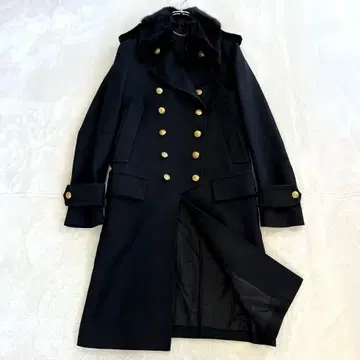 GalaabenD 나폴레옹 코트 퍼 골드 버튼 블랙 M 블랙