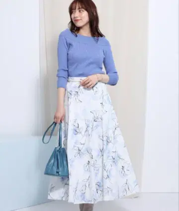 Mystrada 마이 스트라다 블러 플라워 스커트 쉬폰 수채화 꽃무늬