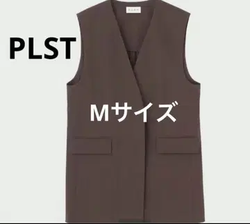 PLST 하이 스트레치 린넨 베스트 브라운 M 사이즈