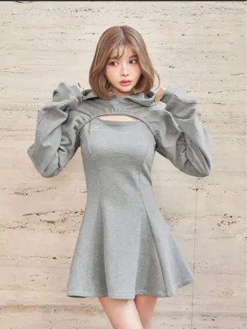 숏 후디 맨투맨 미니 원피스