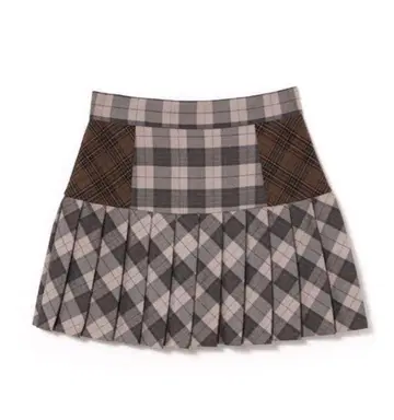 ANDMARY Coco check pleats skirt beige