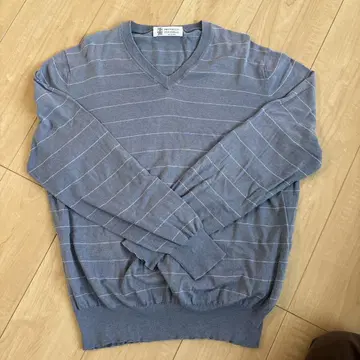 BRUNELLO CUCINELLI 스트라이프 V넥 스웨터