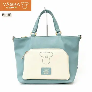 새상품 VASKA by moz 인조 가죽 펀칭 2WAY 토트 숄더 BL