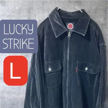 [레어] 럭키 스트라이크 벨로아 자켓 L 블랙 블랙 y2k
