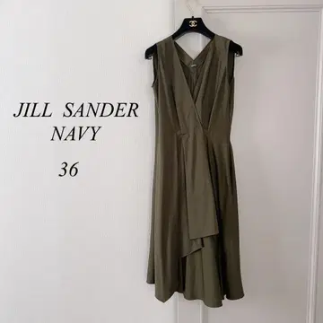 새상품급! JILL SANDER NAVY 카키 드레이프 원피스