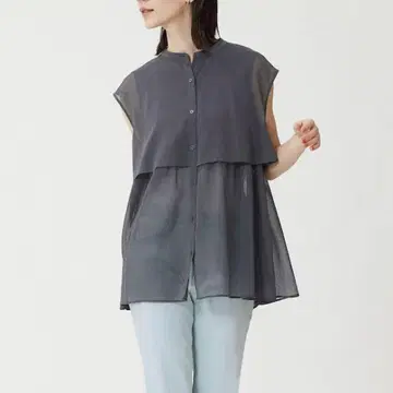 PLST 시어 도트 레이어드 셔츠