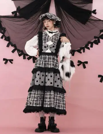 SCULTURETOKYO 실루엣 Retro Plaid Cake Skirt
