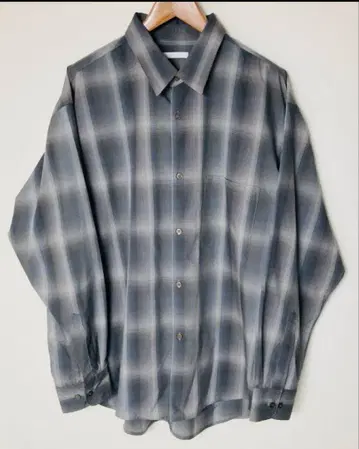 WYM 옴브레 체크 레이온 혼방 셔츠 긴팔 빅 사이즈 오라리