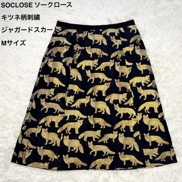 SOCLOSE 소크로스 여우 패턴 자수 자카드 스커트 M 사이즈