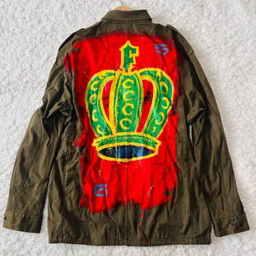 컨디션 최상 페이스커넥션 밀리터리 자켓 S 와펜 페인트 가공