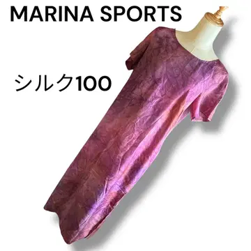 택 포함 새상품 MARINA SPORTS 실크 100 반팔 롱 원피스