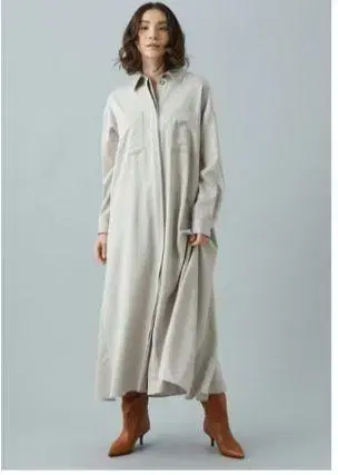 프리미에 아롱디스망 울 새틴 백 헤임 플레어 원피스