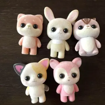 [ 헤이세이 레트로 ] 우루메메 고양이 다람쥐 토끼 등 피규어 5체 세트