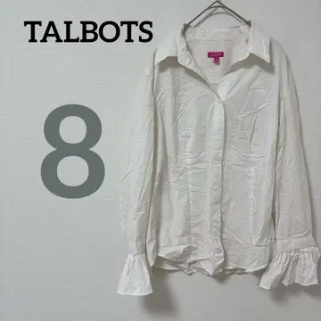TALBOTS [ 8 ] 셔츠 긴팔 프릴 화이트 프릴 소매 셔츠 화이트