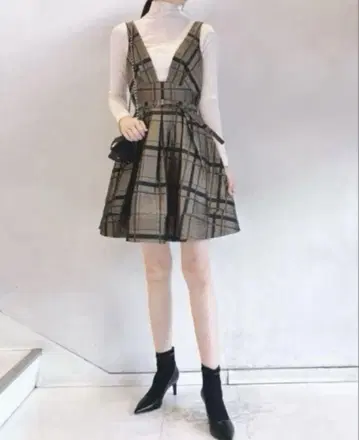 snidel 타프타 미니 원피스 브라운 체크