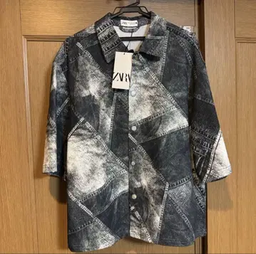 미사용 새상품 ZARA 자라 프린트 데님 오버 사이즈 셔츠