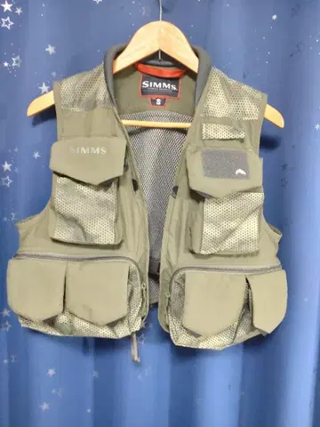 SIMMS 낚시용 조끼 S 사이즈 카키 카모플라쥬