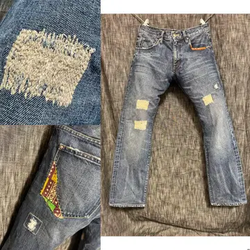 Paul Smith 복구 데미지 가공 데님 인디고 청바지 자수
