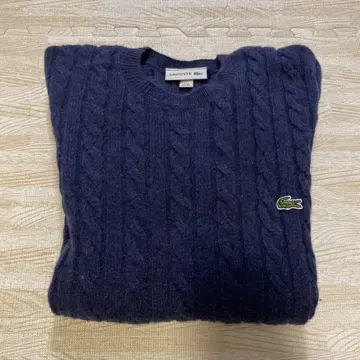 LACOSTE 네이비 케이블 짜임 스웨터