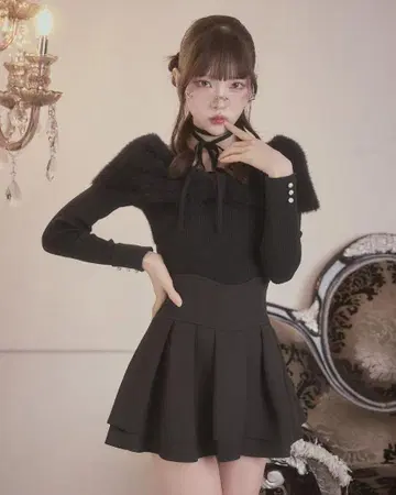 미셸 마카롱 슬림 레그 스커트 M 블랙