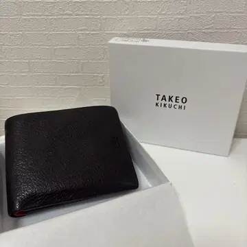 TAKEO KIKUCHI 접이식 지갑 다크 브라운, 박스 포함