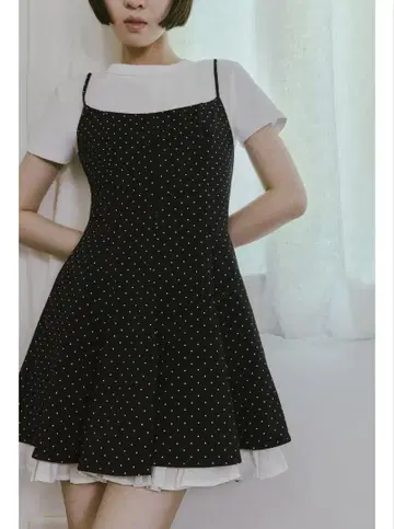 ZARA 도트 무늬 콤비 원피스