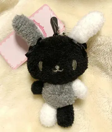 새상품 산리오 우사하나 마스코트 참 모노톤 블랙 복슬복슬