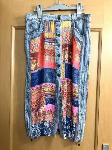 Desigual 데시그알 패치워크 데님 스커트 44 루즈한 사이즈