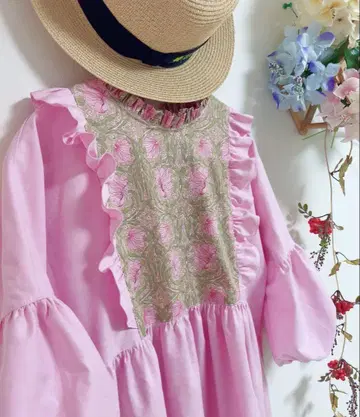 handmade 스탠드 프릴 옷깃 롱 원피스 모리스 루리하코베x던가리