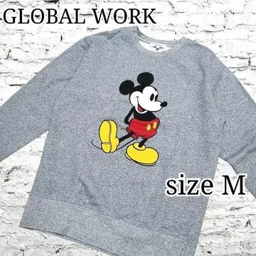 미사용 미키마우스 Disney&글로벌 워크 양면 프린트 맨투맨