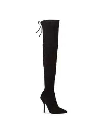 Stuart Weitzman 블랙 스웨이드 니하이 부츠 하이힐 38