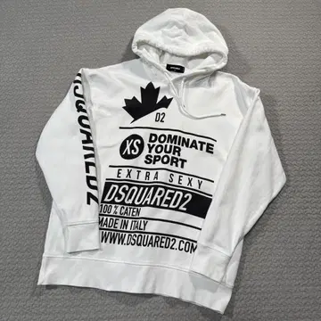 디스퀘어드 빅 로고 화이트 후드티 S 사이즈 후디