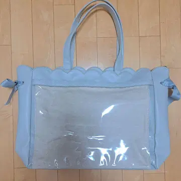 A3 스캘럽 리본 토트백 그레이