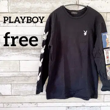PLAYBOY 긴팔 티셔츠 블랙 여성용 캐주얼 롱티