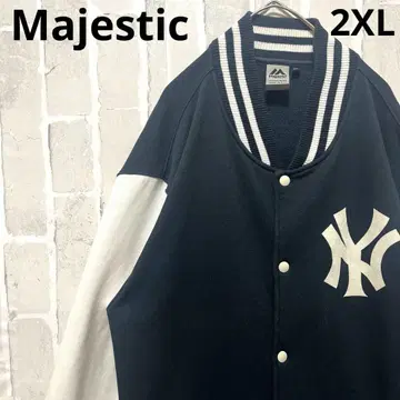 마제스틱 양키스 MLB 맨투맨 원단 바시티 자켓 2XL 자수 로고