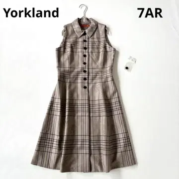 Yorkland 라이온 자카드 체크 울 원피스 7AR 브라운