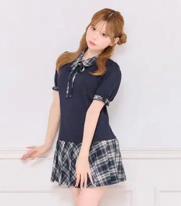 apresjour 체크 콤비 원피스