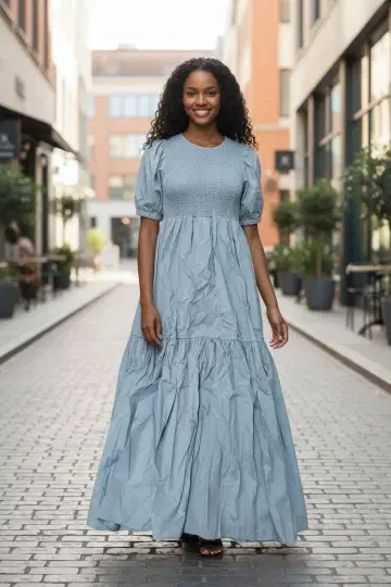 ZARA 라이트 블루 타프타 맥시 드레스 새상품 자라