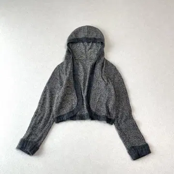 레리안 실크 혼방 니트 후드 부착 크롭 가디건 볼레로 일본제